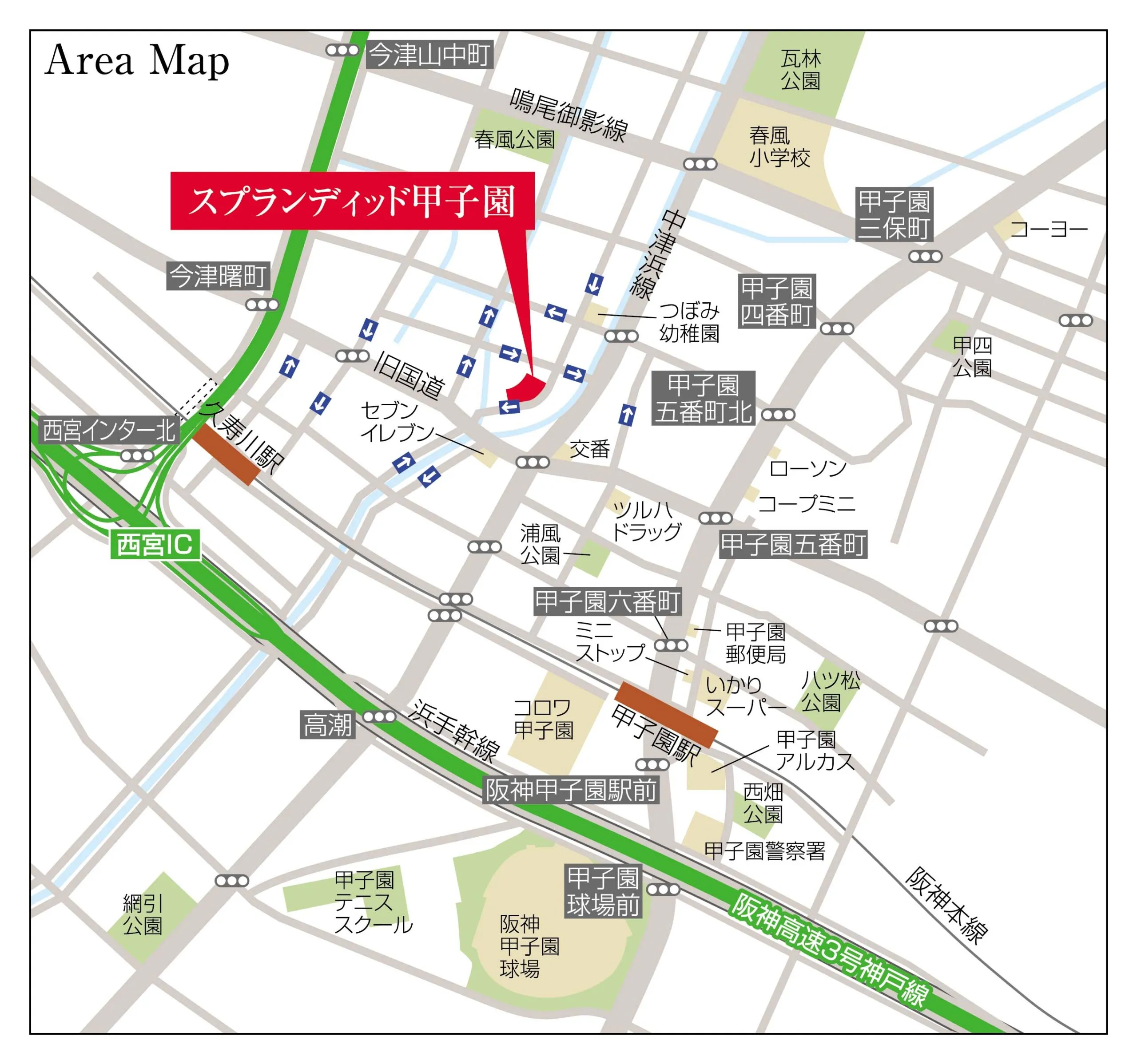 スプランディッド甲子園：地図