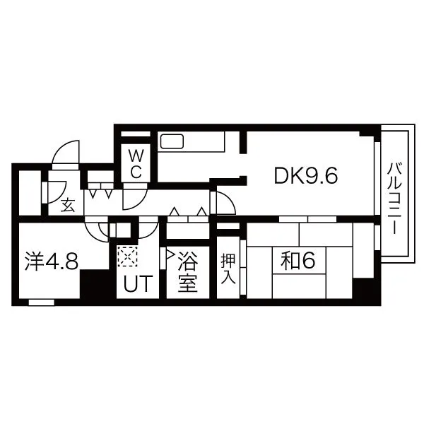 パインフィールド吉祥院：2DK間取り