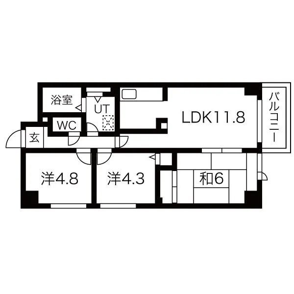 パインフィールド吉祥院：3LDK間取り