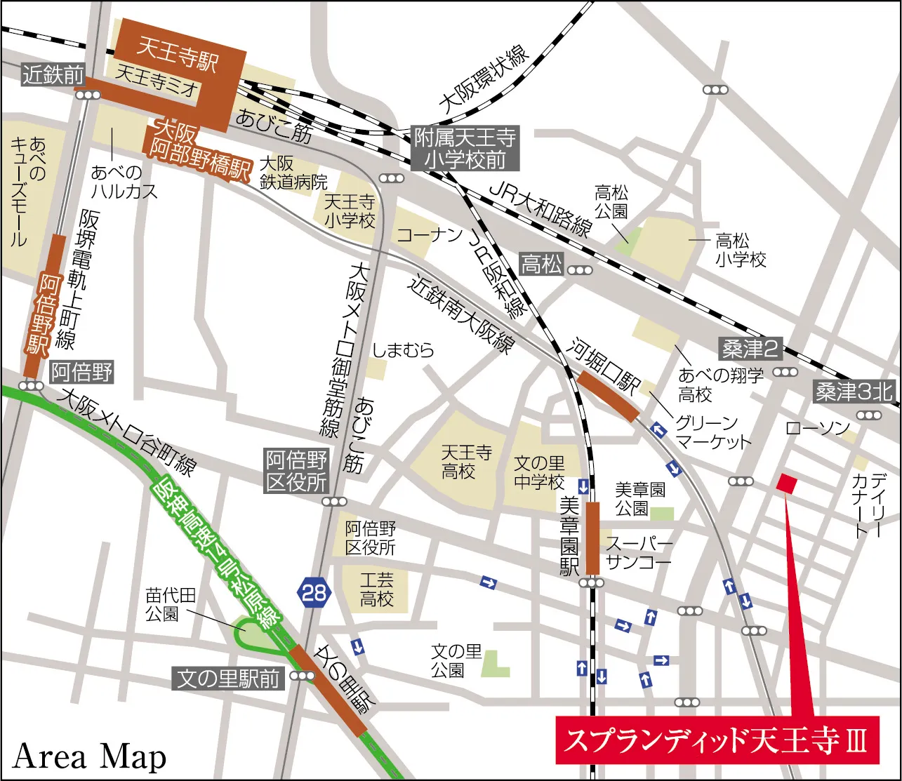 スプランディッド天王寺Ⅲ：周辺地図