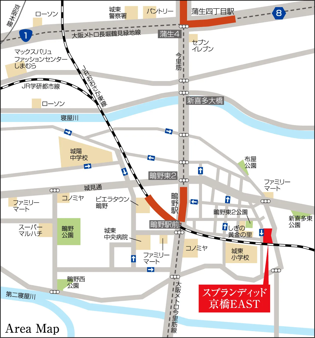 スプランディッド京橋EAST：地図