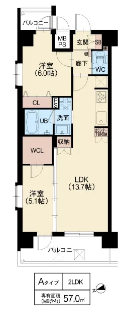 スプランディッド難波WESTⅡ：Aタイプ