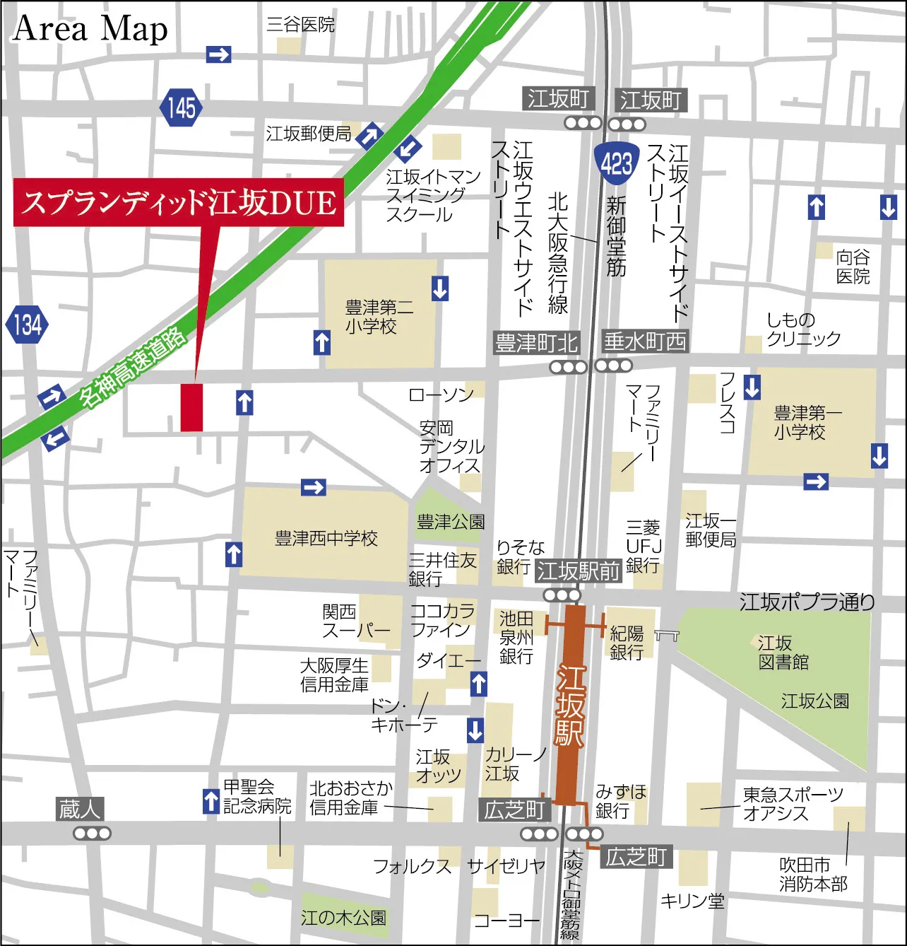 スプランディッド江坂DUE：地図