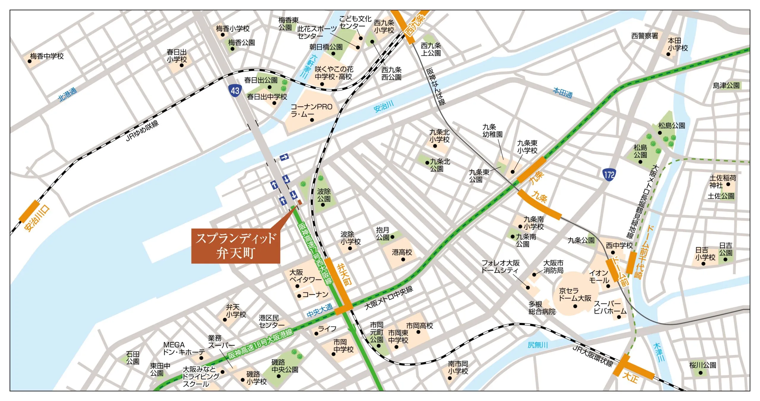 スプランディッド弁天町：地図