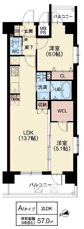 スプランディッド難波WESTⅡ：Arタイプ