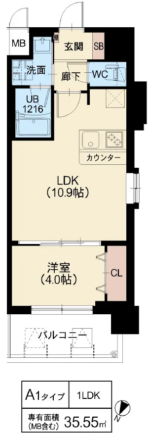 スプランディッド弁天町：A1タイプ
