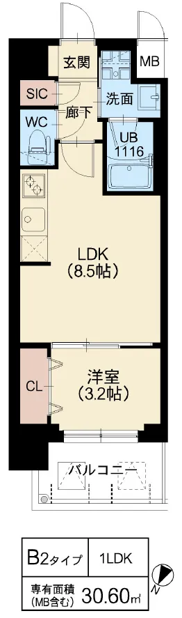 スプランディッド弁天町：B2タイプ