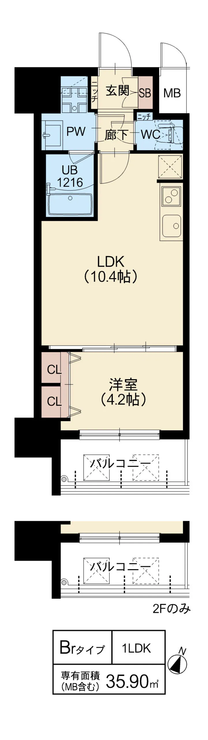 スプランディッド新大阪Ⅵ：間取り図Brタイプ