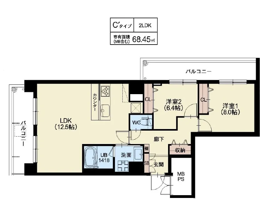 スプランディッド茨木天王：間取り図C´タイプ