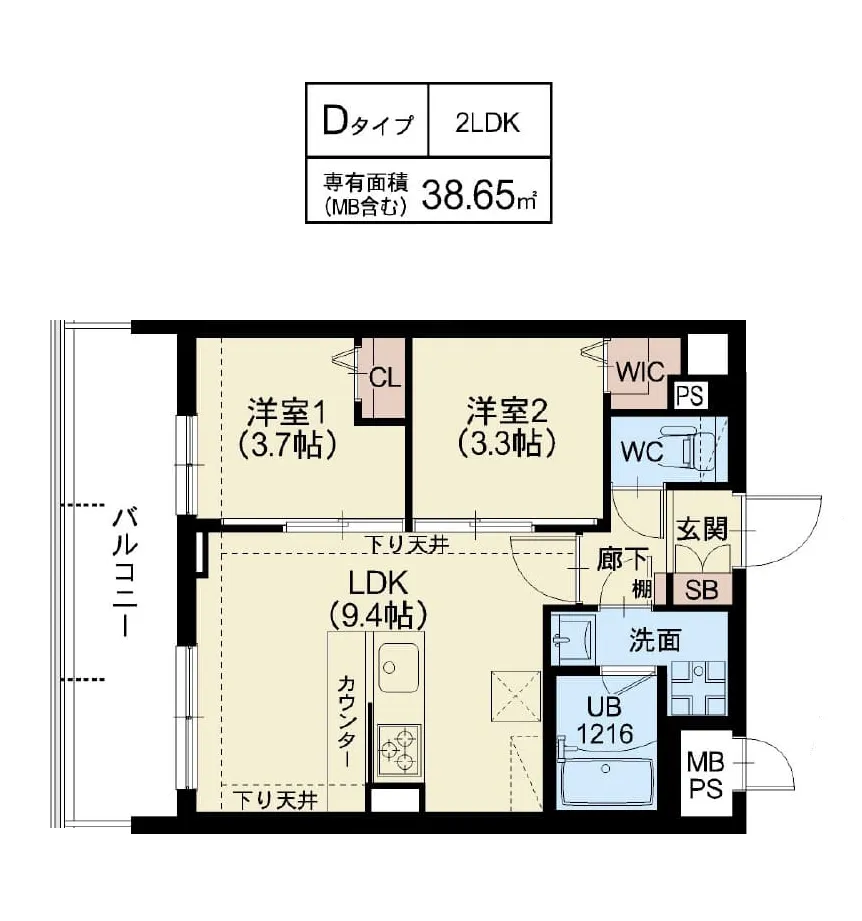 スプランディッド茨木天王：間取り図Dタイプ
