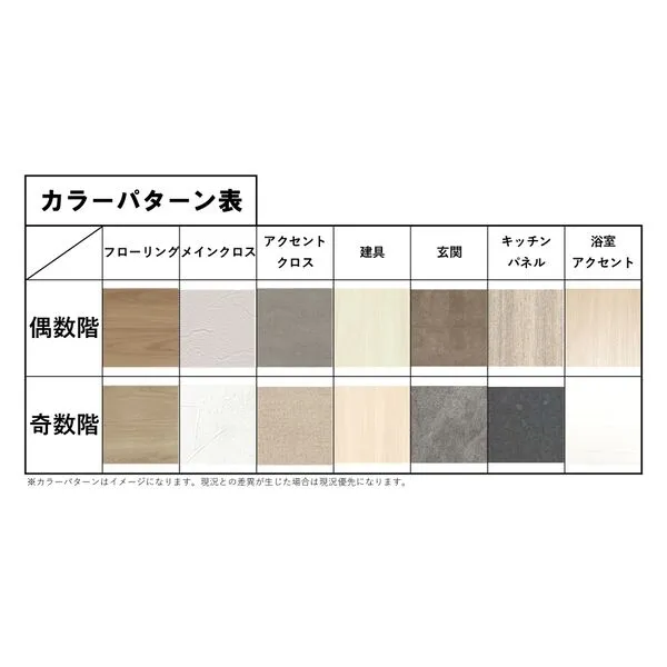 スプランディッド城東関目：カラーパターン表