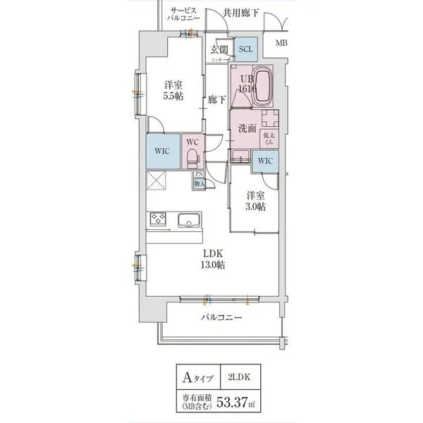 スプランディッド城東関目：間取り図（Aタイプ）