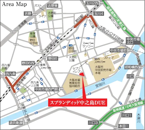 スプランディッド中之島DUE：地図