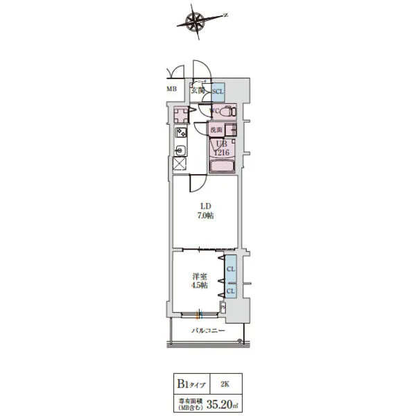 スプランディッド上本町WESTⅡ：間取り図（B1タイプ）
