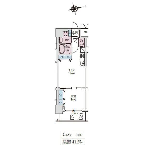スプランディッド上本町WESTⅡ：間取り図（Cタイプ）