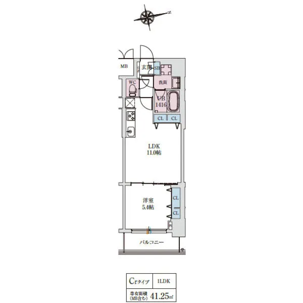スプランディッド上本町WESTⅡ：間取り図（Crタイプ）
