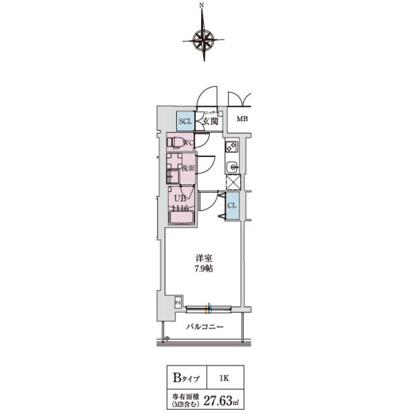 スプランディッド上本町WEST：間取り図（Bタイプ）