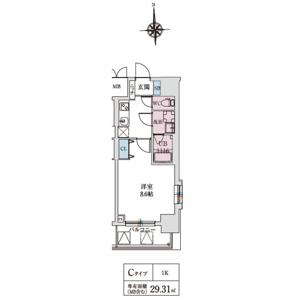 スプランディッド上本町WEST：間取り図（Cタイプ）