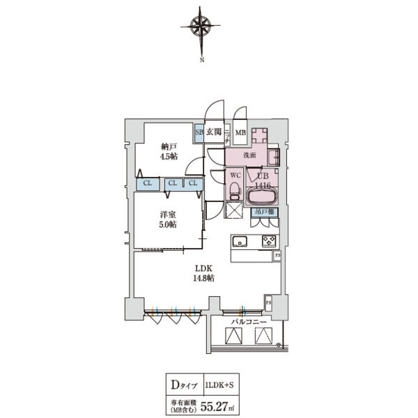 スプランディッド上本町WEST：間取り図（Dタイプ）