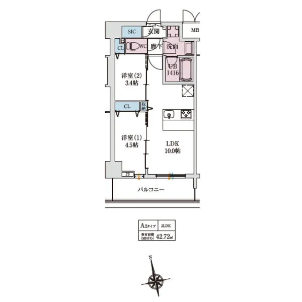 スプランディッドⅨ：間取り図A1タイプ