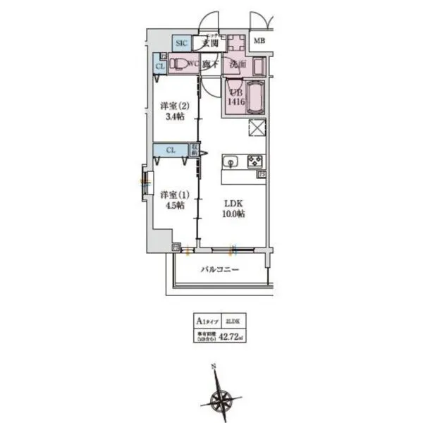 スプランディッドⅨ：間取り図Aタイプ