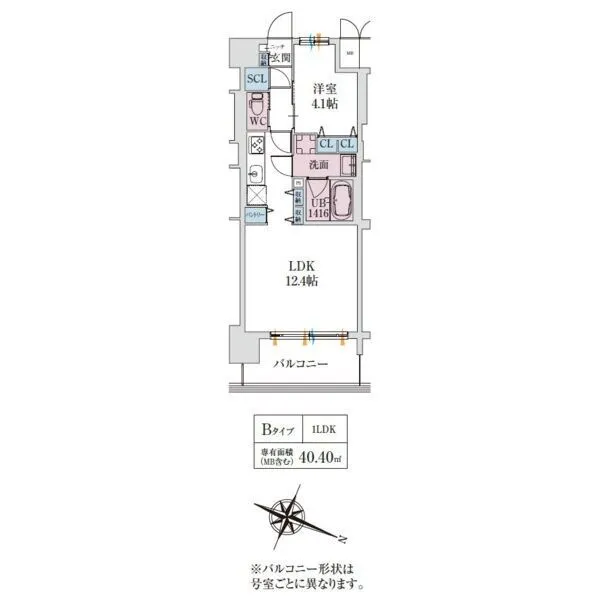 スプランディッド梅田グランノース：間取り図Bタイプ