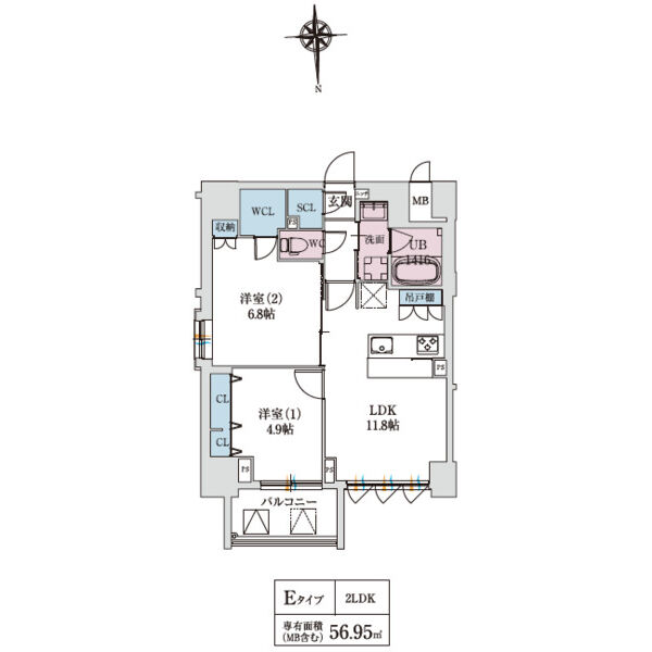 スプランディッド上本町WEST：間取り図（Eタイプ）